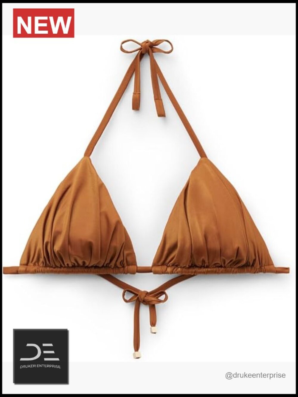Removable Padding Triangle Swimsuit Top Shiny Satin Bikini Top